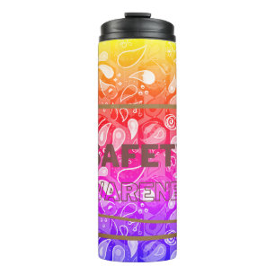 Safety Awareness Red Text Yellow Border Safety Thermal Tumbler