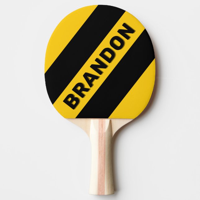 Safety Bee Nostalgic Bold Stripes with Name Ping Pong Paddle (Front)
