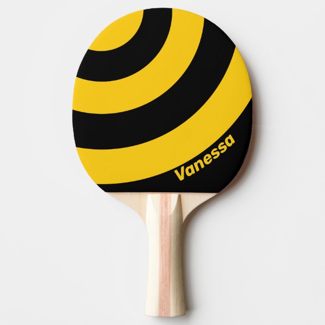 Safety Bee Nostalgic Circle Stripe with Name Ping Pong Paddle (Front)