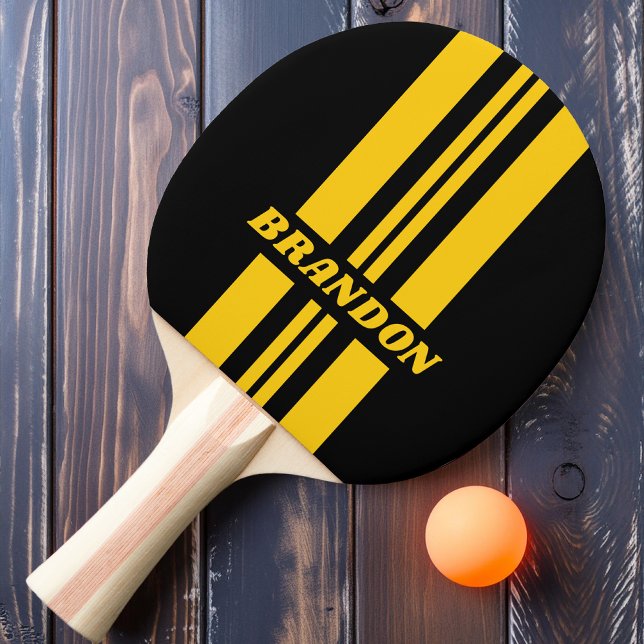 Safety Bee Nostalgic Rally Stripe with Name Ping Pong Paddle (Creator Uploaded)