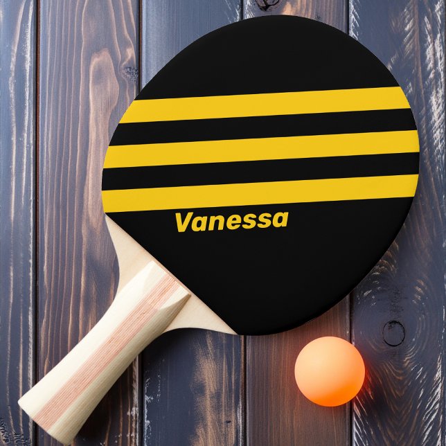 Safety Bee Nostalgic Stripes with Name Ping Pong Paddle (Creator Uploaded)