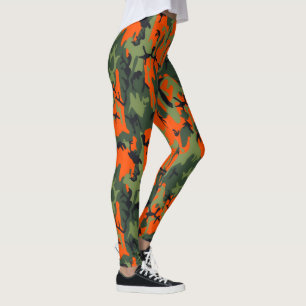 Safety Blaze Orange and Green Camo Leggings