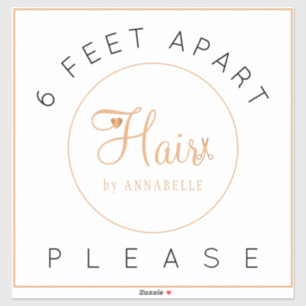 Safety distance sign hair salon name elegant floor