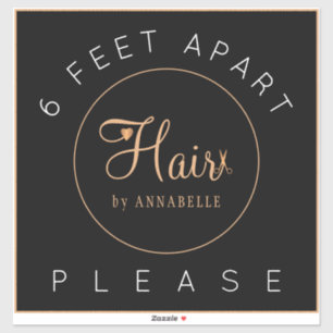 Safety distance sign hair salon name elegant floor