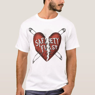 Safety First Broken Heart Safety Pins Punk Rock T-Shirt