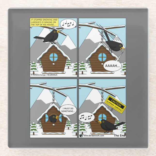 Safety First Comic Glass Coaster (Front)