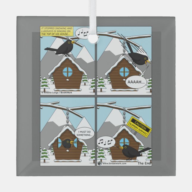 Safety First Comic Glass Tree Decoration (Front)