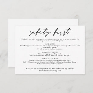 Safety First Simple Black White COVID safety Enclosure Card