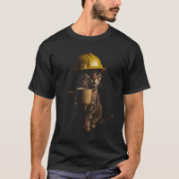 Safety First Vintage Hard Hat Cat Coffee Break