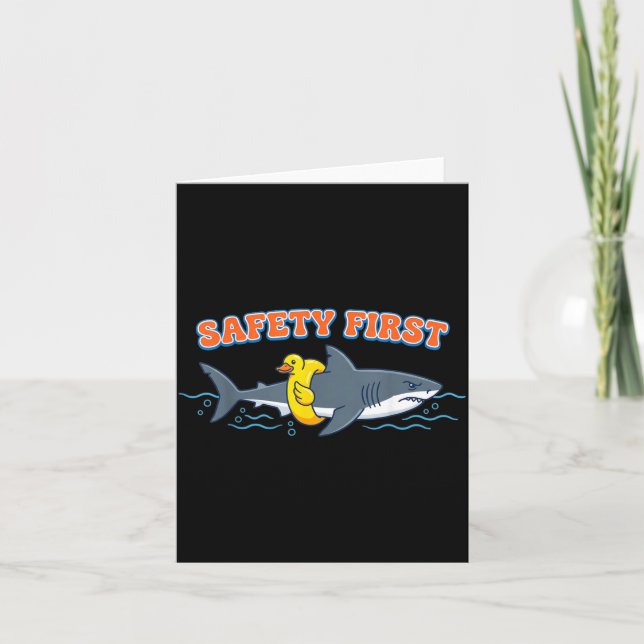 Safety Ft Funny Shark Rubber Duck Floatie Summer Card (Front)