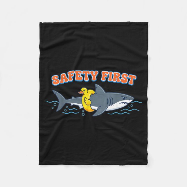 Safety Ft Funny Shark Rubber Duck Floatie Summer Fleece Blanket (Front)