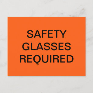 SAFETY GLASSES REQUIRED SAFETY ORANGE POSTER POSTCARD