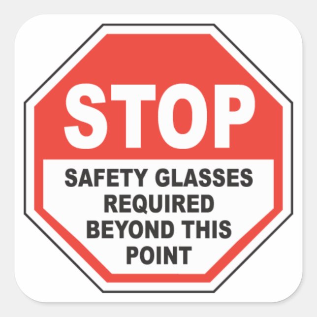 Safety Glasses Required Square Sticker (Front)
