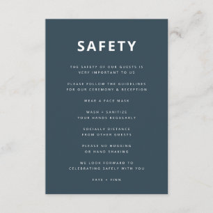 Safety Guidelines Covid-19 Blue Scandi Wedding Enclosure Card