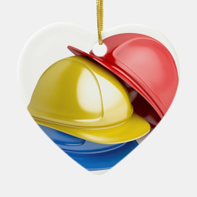 Safety helmets ceramic tree decoration (Front)