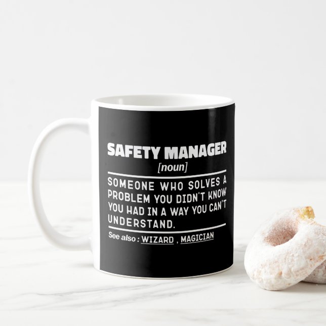 Safety Manager Noun Retired Worker Funny  Coffee Mug (With Donut)