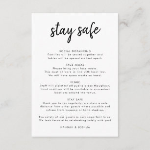 Safety Measures Covid-19 Modern Script Wedding Enclosure Card