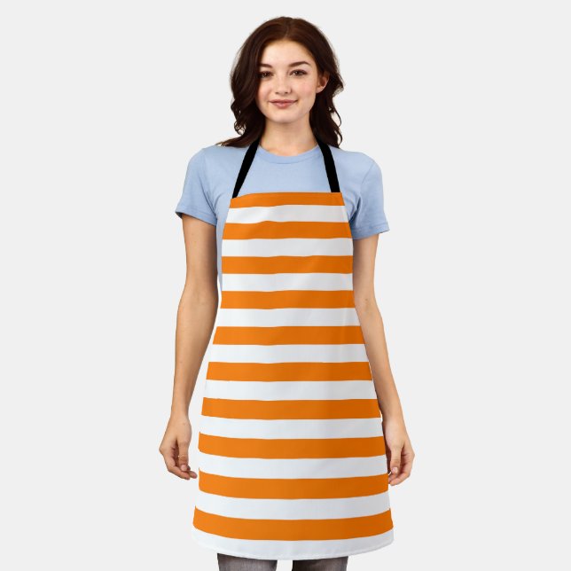 Safety Orange and White Stripes Apron (Worn)