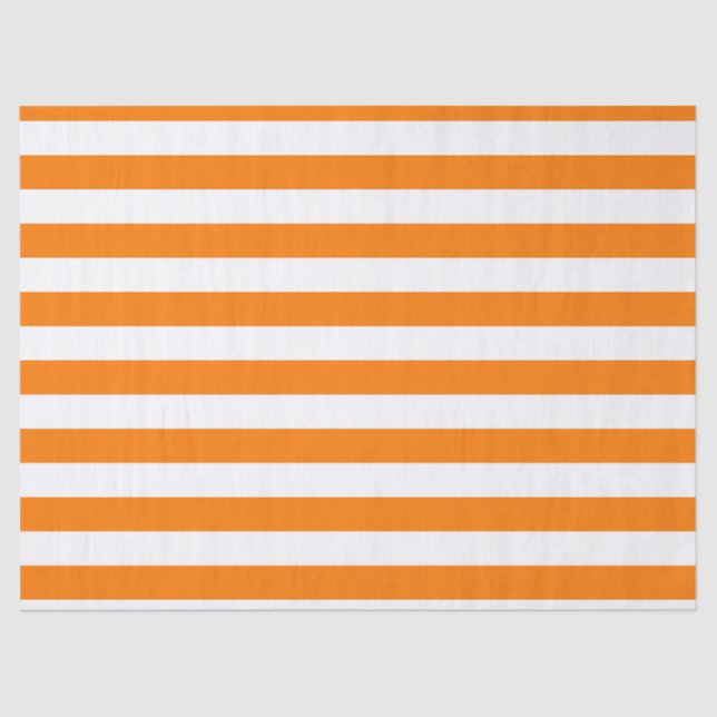 Safety Orange and White Stripes Tissue Paper (Front)
