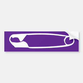 Safety Pin Bumper Sticker (White 0n Purple)
