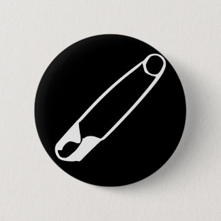 Safety Pin Button – white-on-black