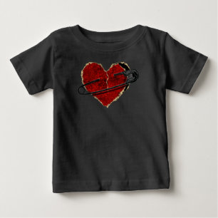 Safety Pin Heart Punk Rock Emo Goth Classic Baby T-Shirt