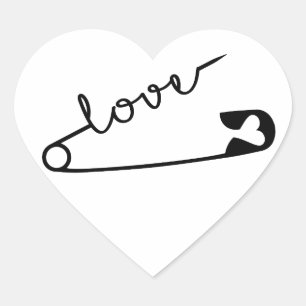 Safety Pin LOVE Heart Sticker