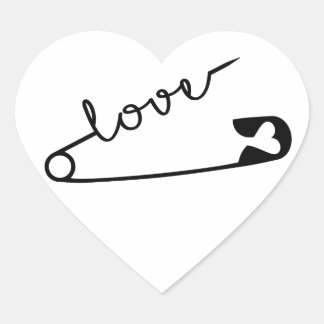 Safety Pin LOVE Heart Sticker
