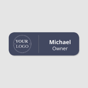 Safety Pin Name Tag or Magnetic Blue Custom Logo