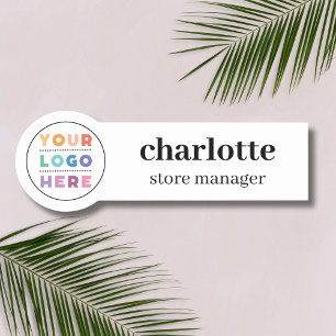 Safety Pin or Magnetic Company Logo Employee Name  Tag