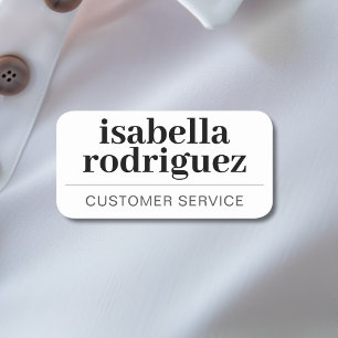 Safety Pin or Magnetic Small Business Employee Job Name Tag