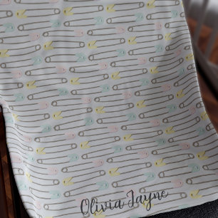 Safety Pin Pattern Grey Modern Kids Fleece Blanket