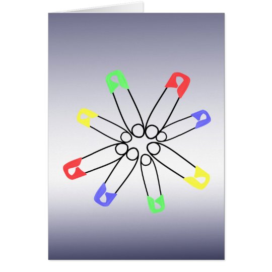 Safety Pin Red Blue Green Rainbow Solidarity Card