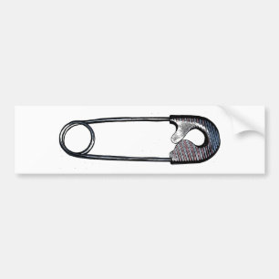 Safety Pin Woodcut Red, White and Blue Bumper Sticker