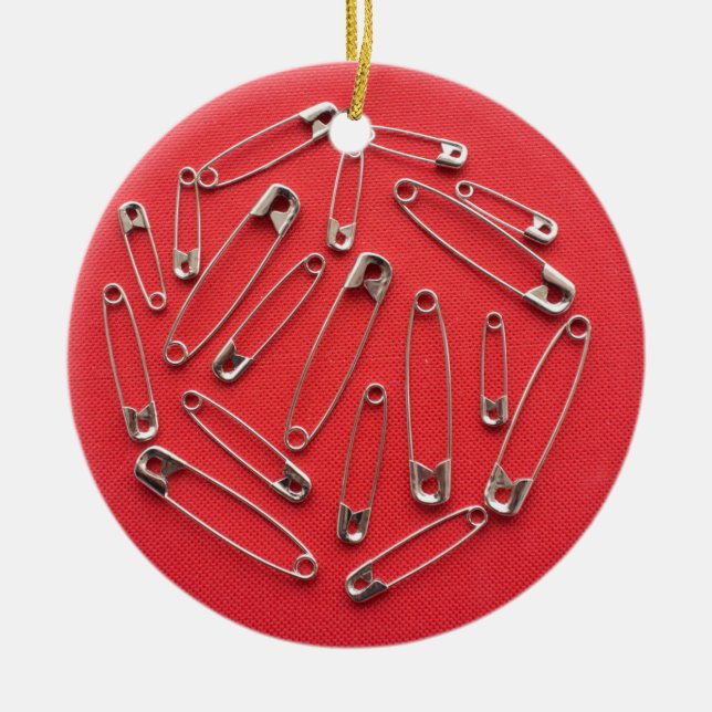 Safety-pins Ceramic Tree Decoration (Front)