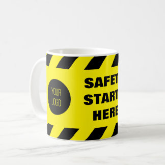 Safety Starts Here Yellow Black Workplace Safety Coffee Mug