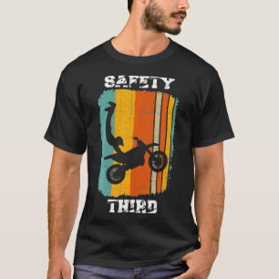 Safety Third Motocross Dirt Biking Stunt Retro Sun T-Shirt