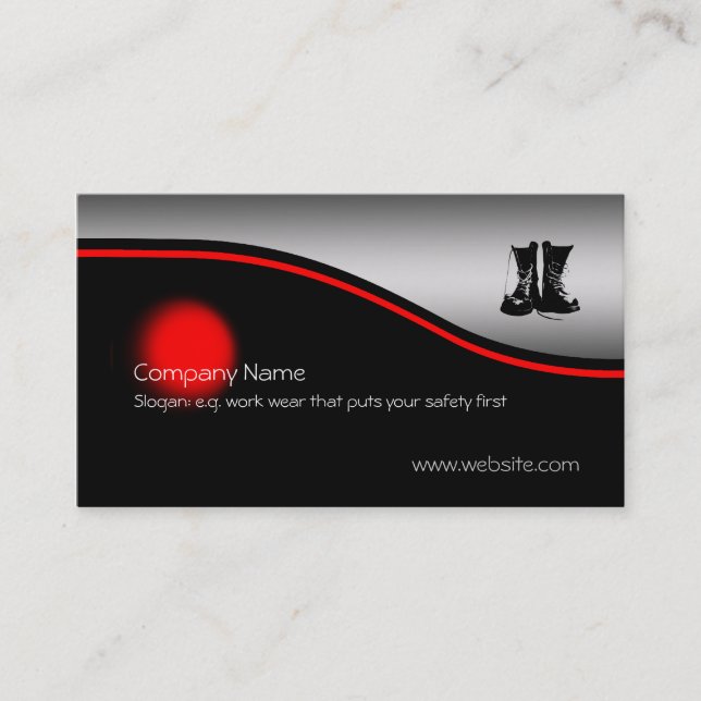 Safety Work Boots, red spot, metallic effect Business Card (Front)