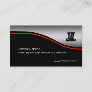 Safety Work Boots, red swoosh, metallic effect Business Card