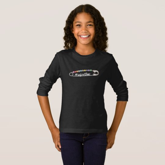 #SafeWithMe Girl's Dark Long Sleeve T-Shirt