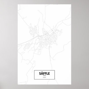 Säffle, Sweden (black on white) Poster