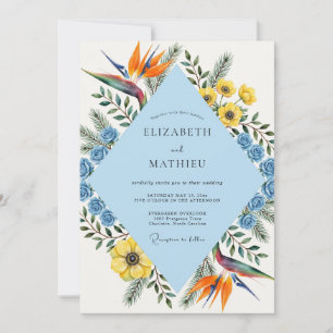 Saffron Bird Of Paradise Eucalyptus Wedding Invitation