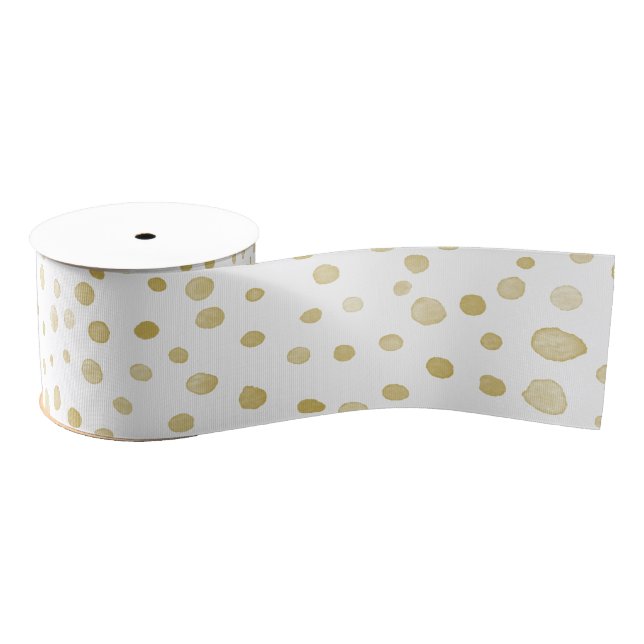 Saffron Confetti Watercolor Dots Ribbon Grosgrain Ribbon (Spool)