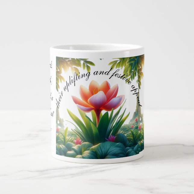 Saffron florals exude warmth, vibrancy.  large coffee mug (Front)