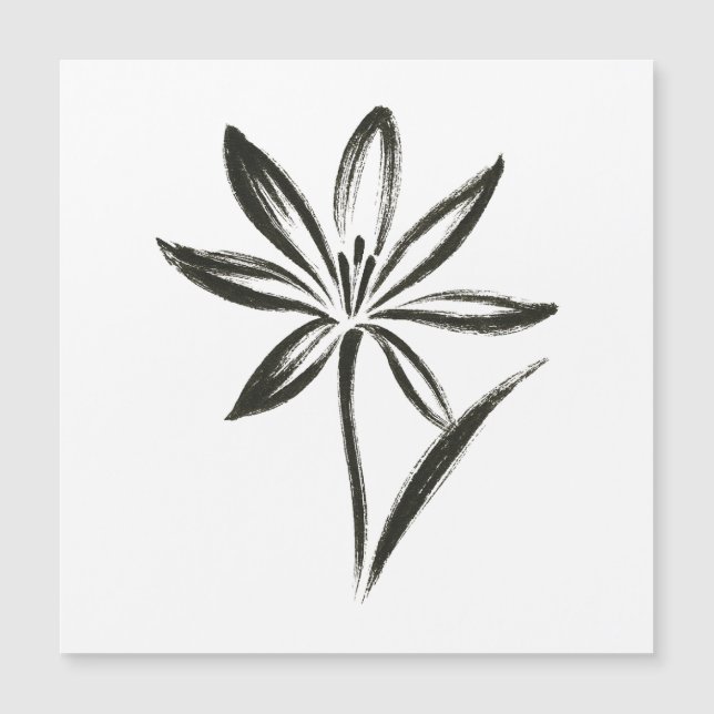 Saffron Flower – Ink Brush Crocus Bloom on Magnet (Front)