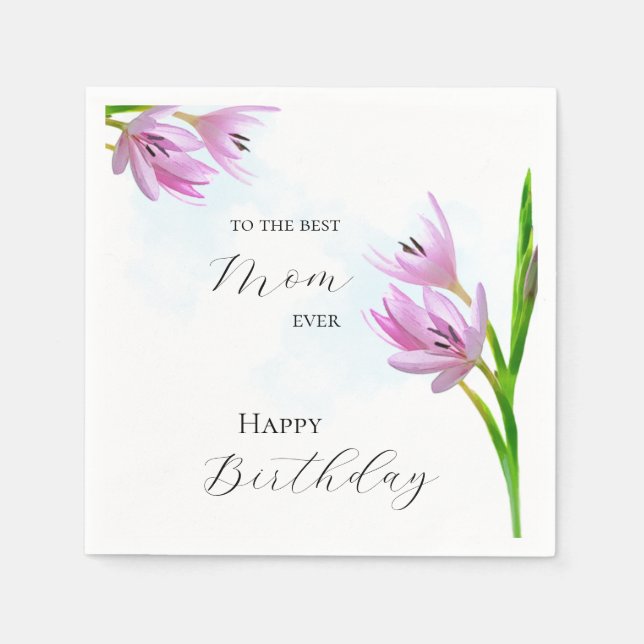 Saffron Flower Watercolor Art Birthday Napkin (Front)
