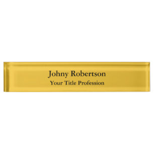 Saffron Golden Yellow Plain Elegant Professional Nameplate