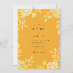 Saffron Leafy Wedding Invitation