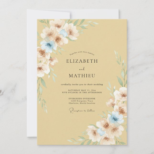Saffron Petal Wedding Invitation (Front)