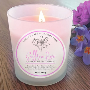 Saffron rose candle ingredient drawn logo mauve classic round sticker
